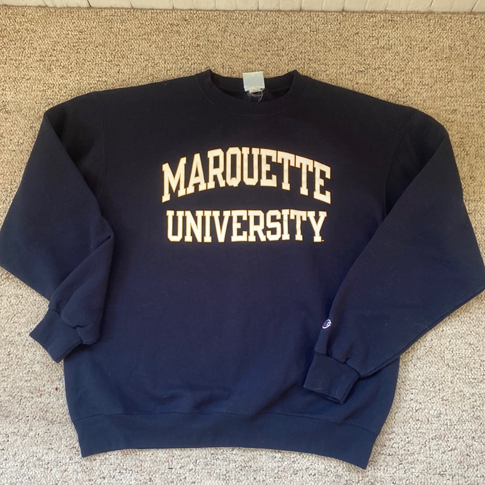 Marquette University Champion Eco Fleece Crewneck MU L Blue Unisex